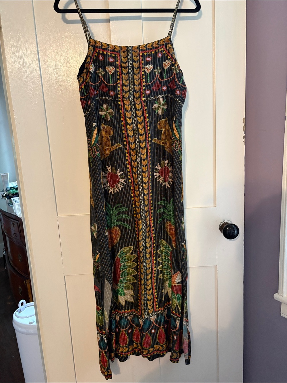 FARM Black Floral & Animal Print Slip Dress - Picture 5 of 5